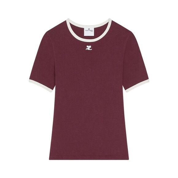 Courreges Women Cotton T-Shirt With Contrasting Trim - Picture 1 of 3